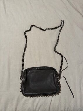 Vintage Rebecca Minkoff dark gray Leather Spike-Trim Crossbody